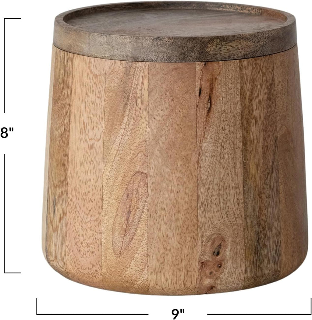 Creative Co-Op 3.75-Quart Mango Wood and Stainless Steel Ice Bucket with Lid, Natural