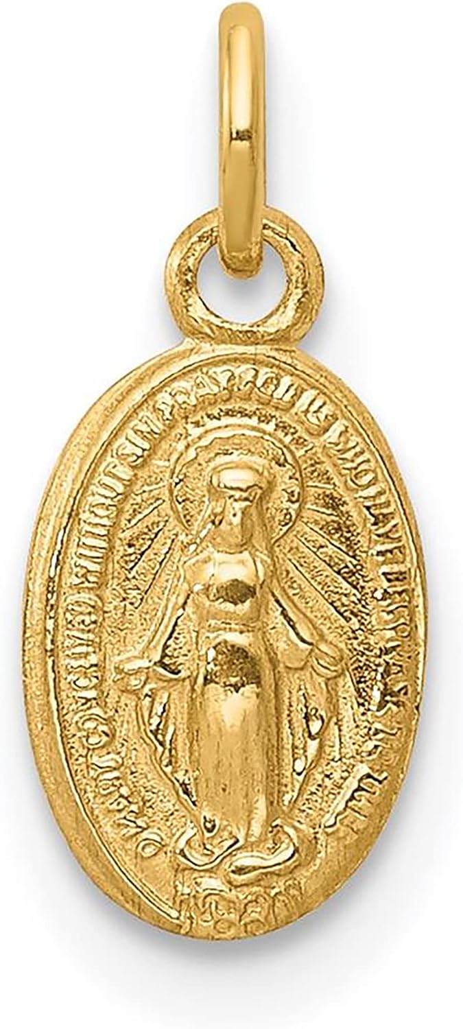 14k Yellow Gold Mini Small Miraculous Medal Charm