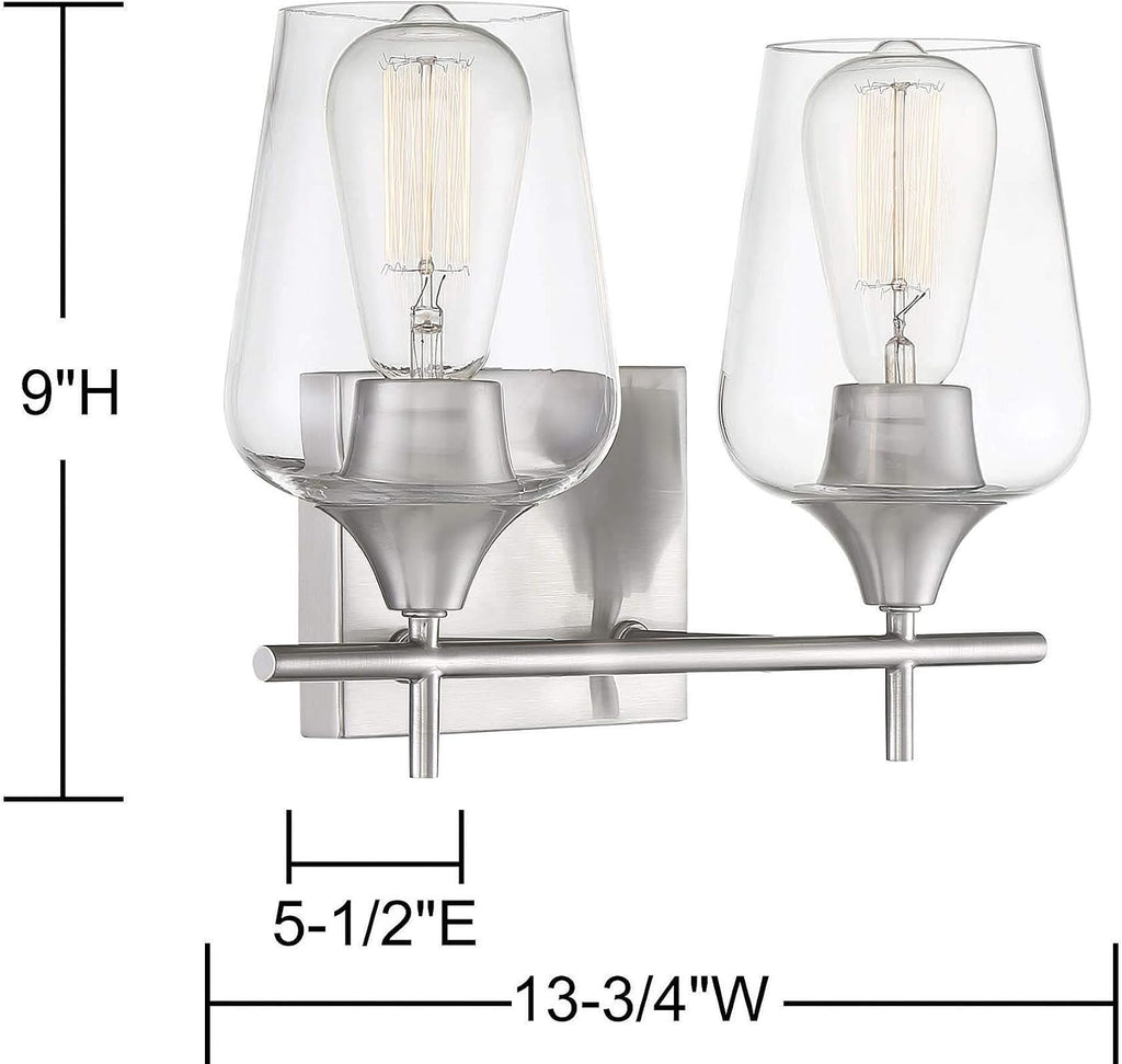 Savoy Essentials 8-4030-2-322 Octave Bohemian Clear Glass Bathroom Vanity Wall Light, 2-Light 120 Total Watts, 10' H x 14' W, Warm Brass