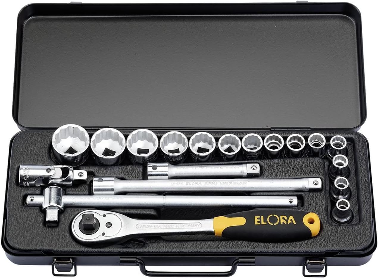 Draper 15356 Elora Metric Socket Set, 1/2' Square Drive, 40.4cm x 17cm x 5.4cm, 19 Pcs