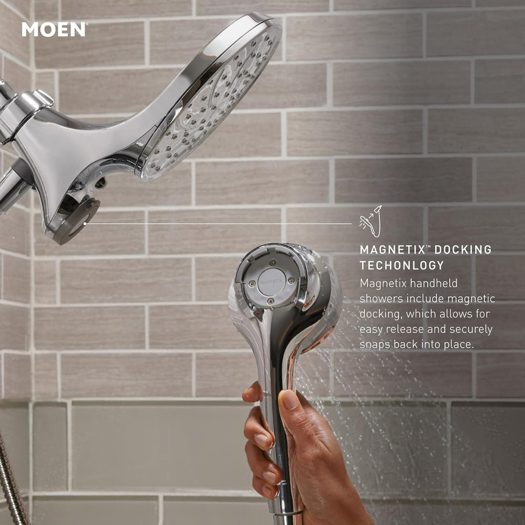 Moen Ronan Bronzed Gold Single-Handle Modern Tub and Shower Faucet with Handheld Rain Shower Spray Head, Shower Handle, Tub Spout, and Valve, 82021BZG