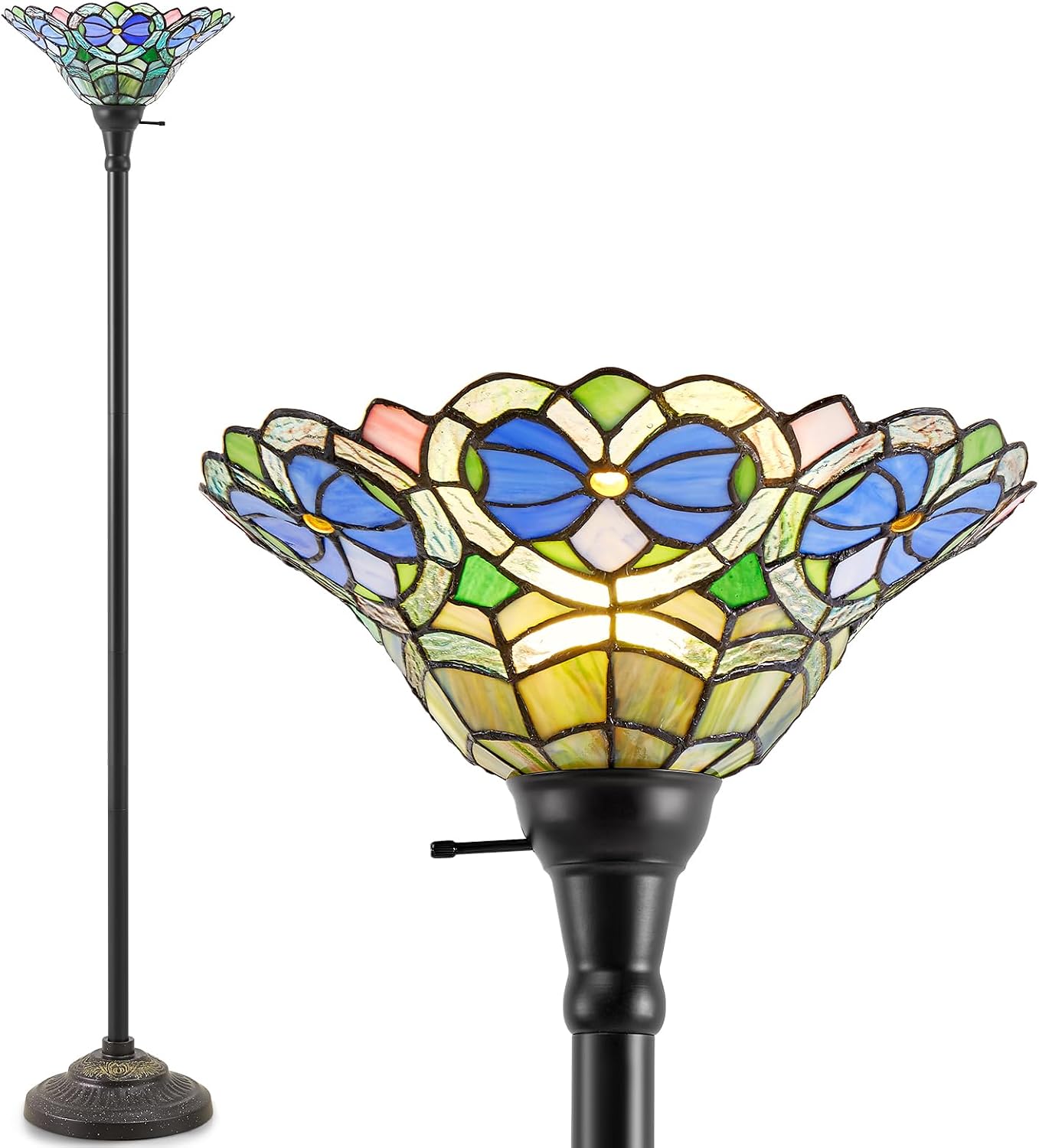 Luvkczc Tiffany Torchiere Floor Lamp - 70' Victorian Stained Glass Lamp Antique Tiffany Style Standing Light for Home,Office,Hotel Decor