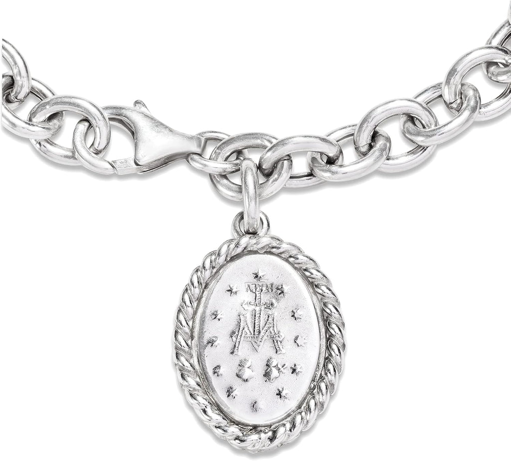 Ross-Simons Italian Sterling Silver Miraculous Medal Charm Bracelet