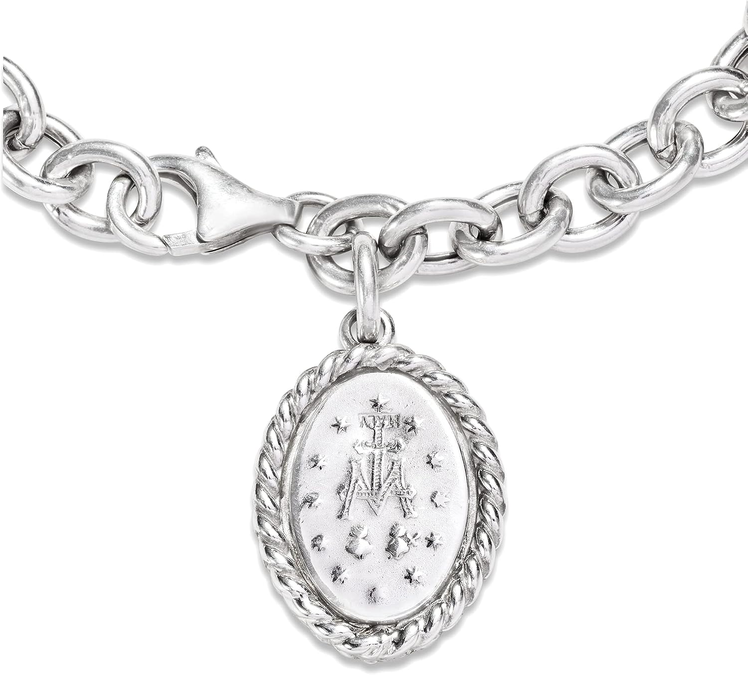 Ross-Simons Italian Sterling Silver Miraculous Medal Charm Bracelet