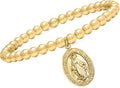 Ross-Simons Italian 18kt Gold Over Sterling Miraculous Medal Bead Stretch Bracelet