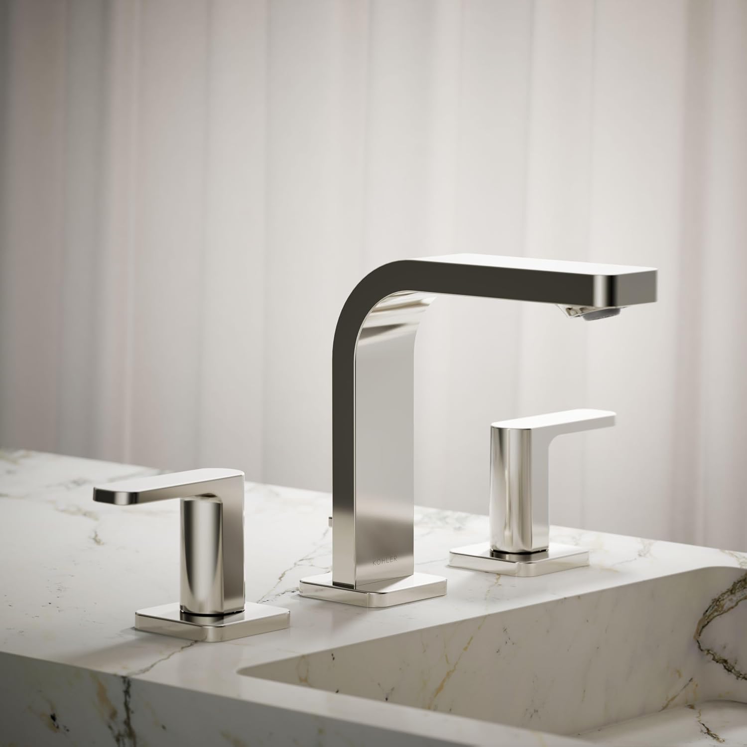 Kohler 23484-4-SN Parallel® Widespread Bathroom Sink Faucet, 1.2 gpm, Vibrant Polished Nickel