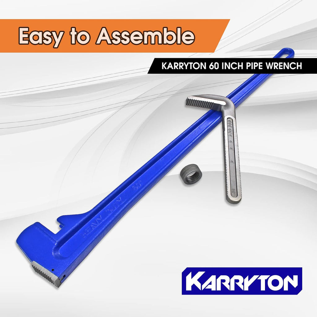 60 Inch Pipe Wrench, Cr-Mo Jaw Opening 9'/228mm Adjustable Heavy Duty Cast Iron Straight Handle Plumbing Wrench, Perfect Plumbers Tool for Oil Field, Plumbing, Construction and Mechanics