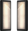 2 Pack 16 Inch Natural Alabaster Bathroom 20W-3000K LED Home Wall Sconce Modern Concise Style Wall Light Fixture,Black Finish for Bedroom Hallway Bedside Living Room