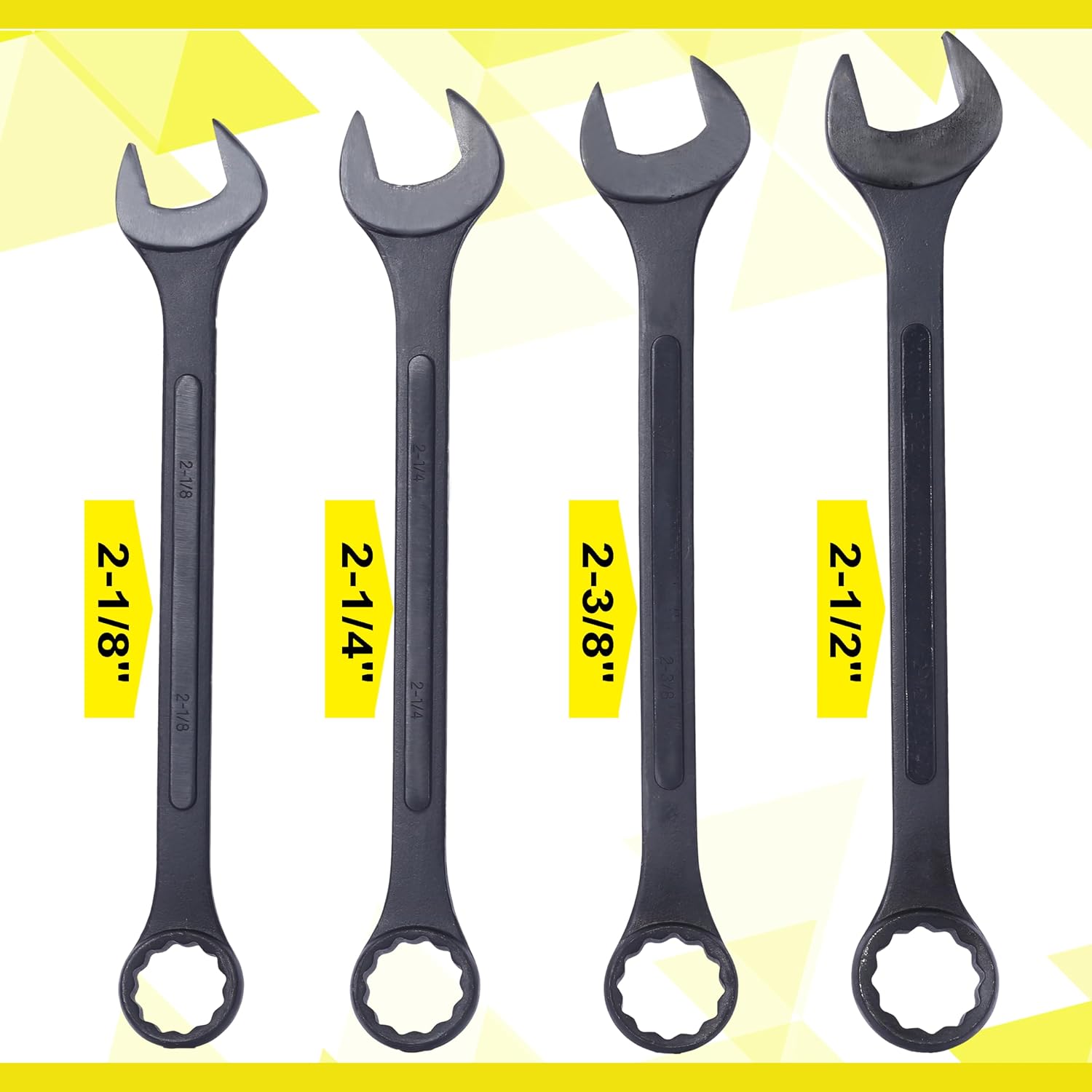 Jumbo Combination Wrench Set | 4 Piece | SAE | 2-1/8' to 2-1/2' | Open End | Storage Bag Included | for Machine Shop Use – Large Wrench Set