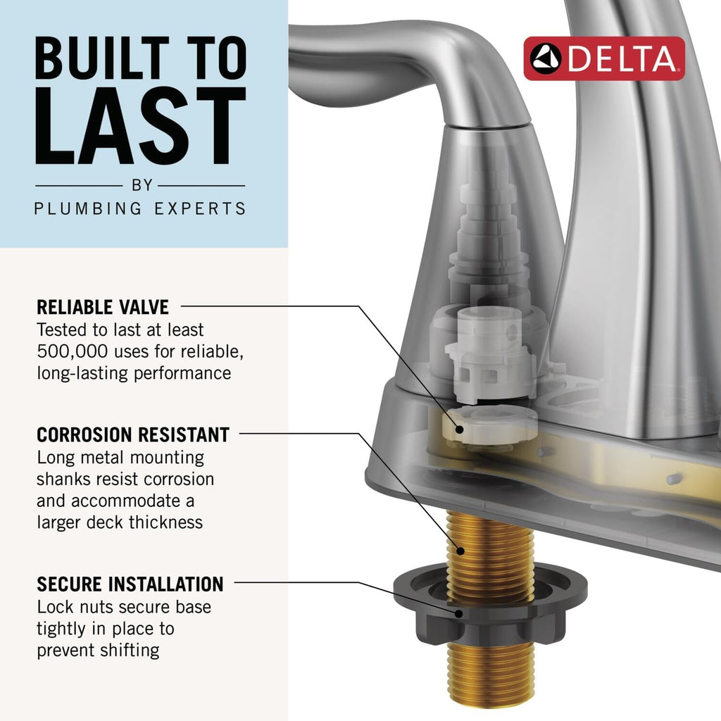 Delta Nicoli Centerset Matte Black/Chrome Bathroom Faucet, 4 Inch 3 Hole Bathroom Sink Faucet for Vanity, Push-Pop Drain Assembly, Matte Black/Chrome 25749LF-CS