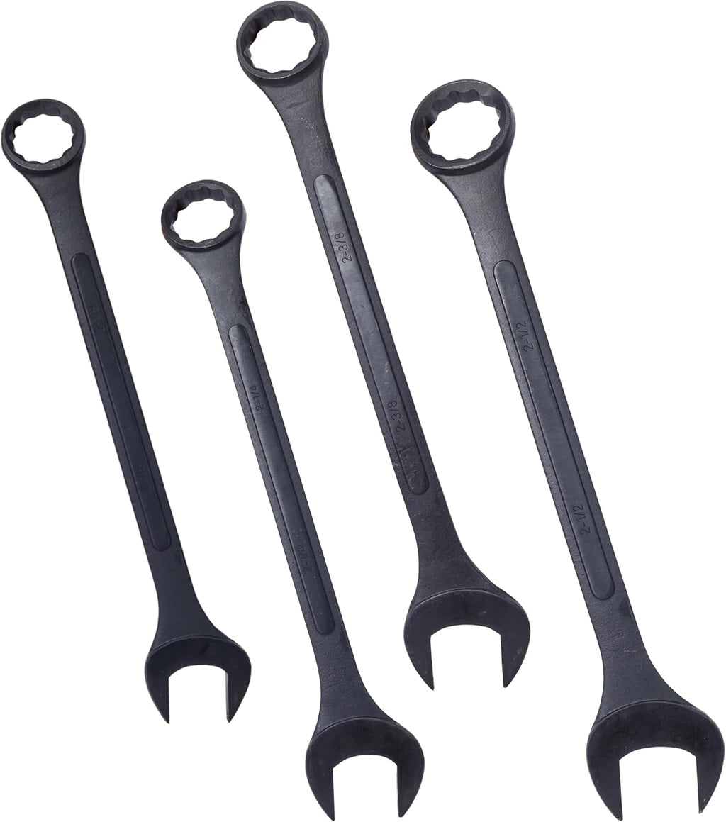 Jumbo Combination Wrench Set | 4 Piece | SAE | 2-1/8' to 2-1/2' | Open End | Storage Bag Included | for Machine Shop Use – Large Wrench Set