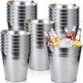 Didaey 24 Pcs 9 Quart Large Galvanized Metal Buckets with Handle Inch Heavy Duty Stainless Steel Pails Round Pail for Party Wedding, Crafts, Utensils, Table Centerpieces (Silver)