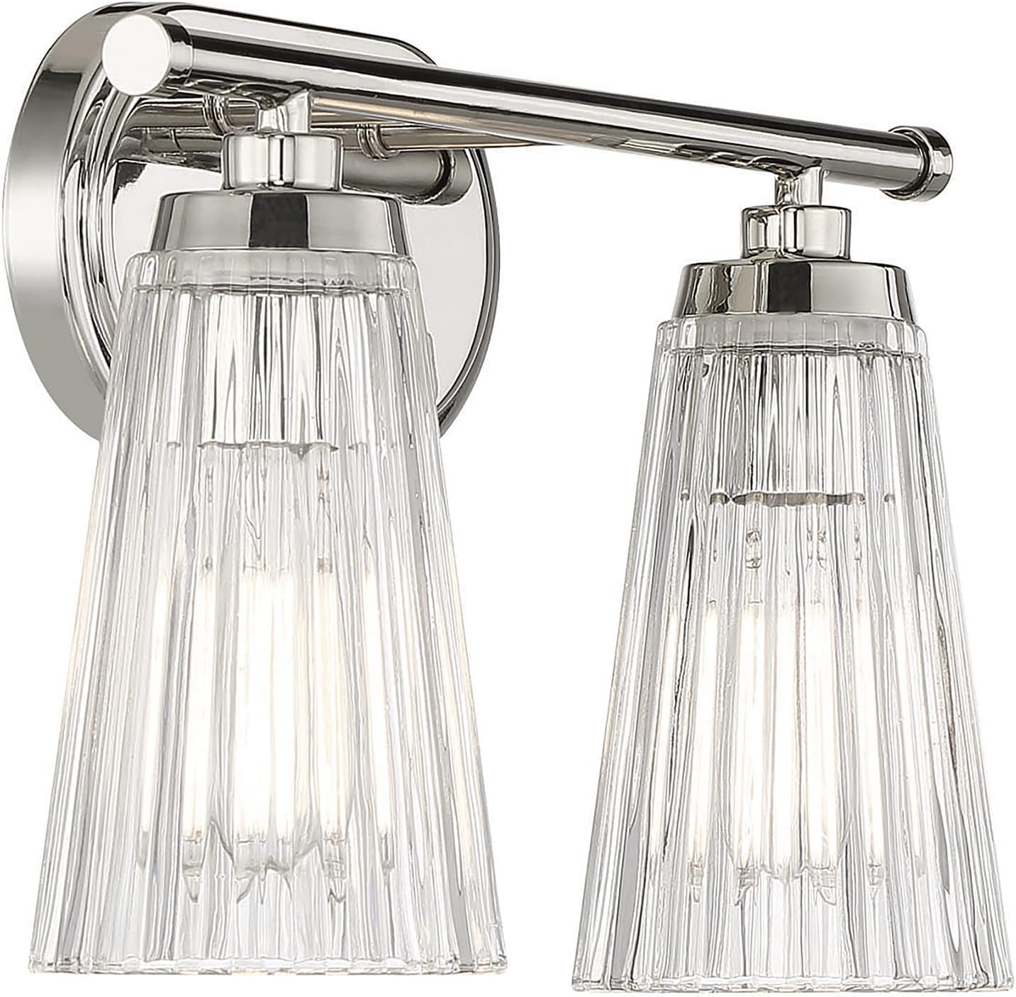 Savoy House 8-1745-2-109 Chantilly Vintage Traditional Clear Ribbed Glass Bathroom Vanity Wall Light, 2-Light 120 Total Watts, 10' H x 14' W, Polished Nickel