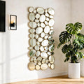 Gold Wall Mirrors Decorative - 51'x23' Large Modern Wall Mirror for Home Decor, 55 Pieces Multi-Size Pebble Design Metal Framed Accent Mirror for Entryway Bedroom Living Room Wall Art Decor