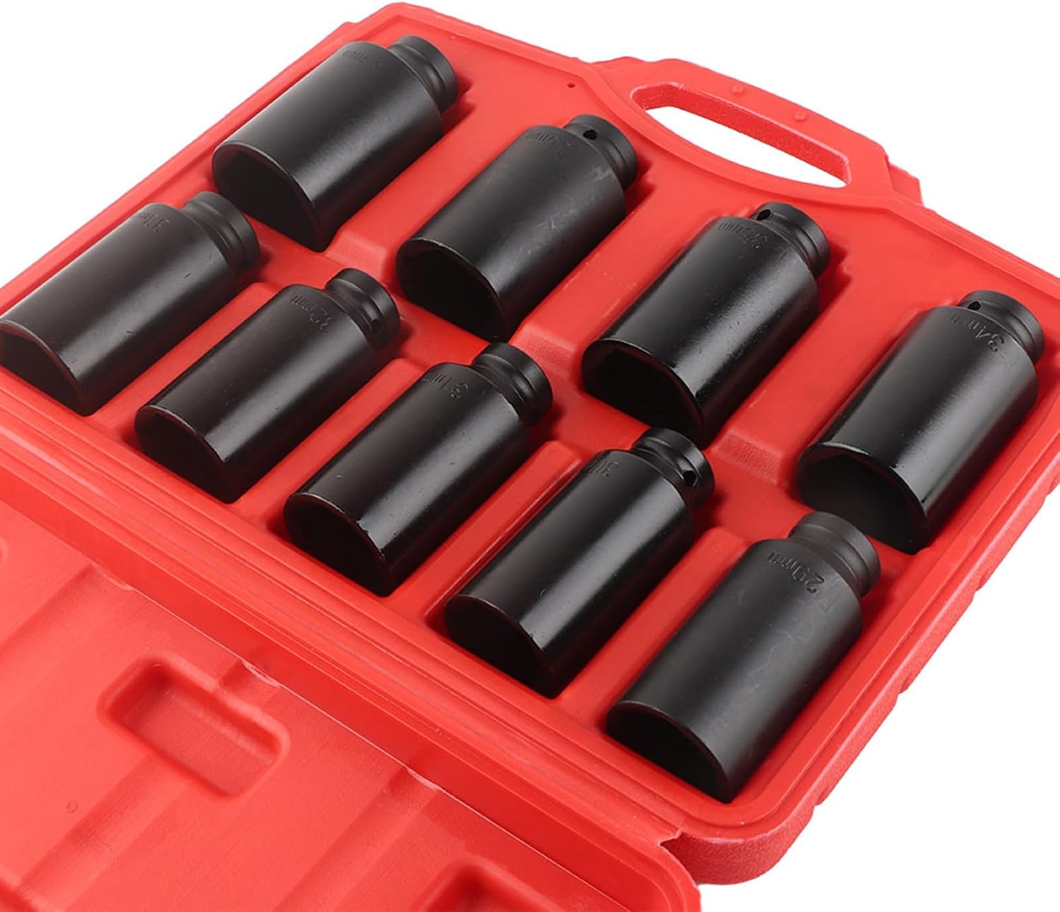 1/2 Inch Drive Axle Hub Nut Hex Socket Set, Heavy Duty Impact Quality 9-Piece Set for Use with Impact Tool, for Professional or Occasional Use, 40 Chrome Steel Material, Mechanics