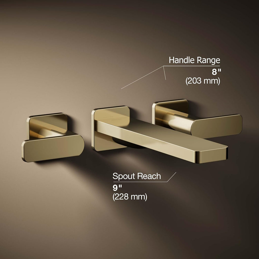 Kohler T23491-4-AF Parallel Two-handle Wall Mount Bath Faucet Trim with Lever handles, Vibrant French Gold