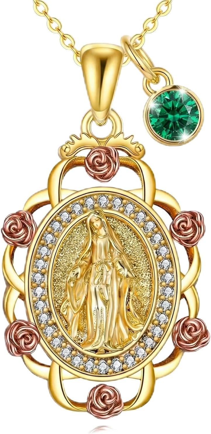 Sterling Silver St Michael/St Christopher/St Barbara/St Jude/St Dymphna/Virgin Mary Necklace Patron Saint Pendant Amulet Medal Religion Jewelry Gifts for Men Women