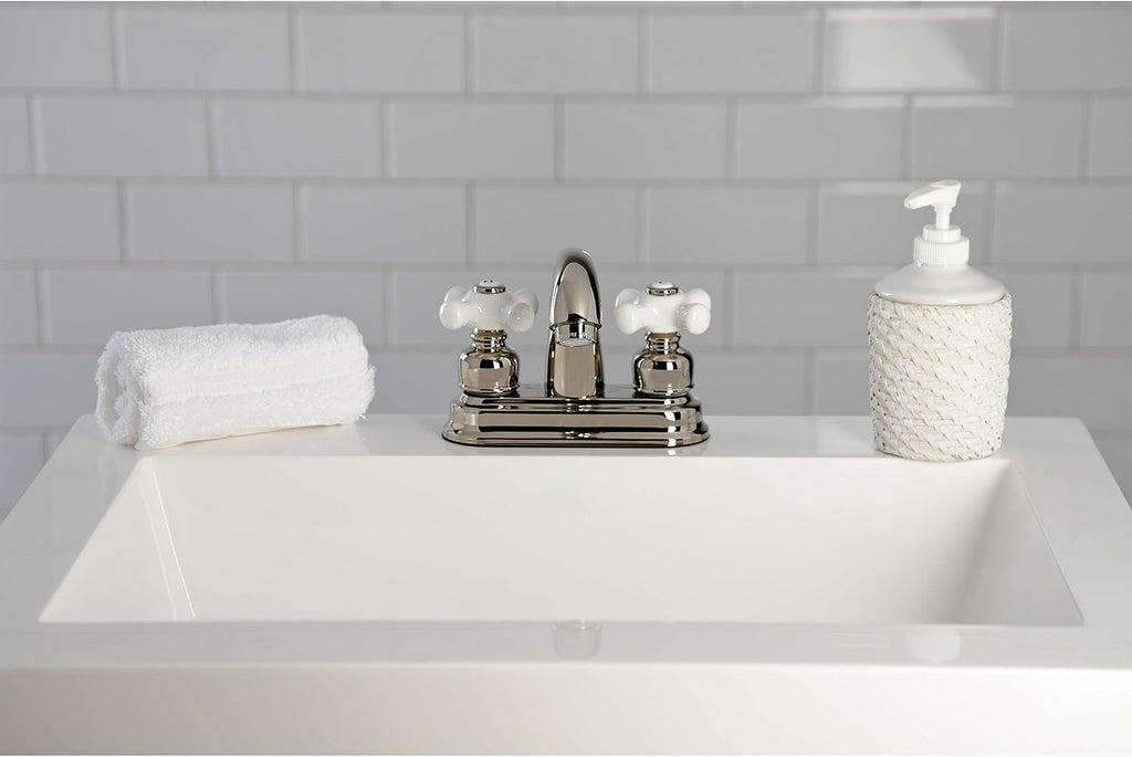 Kingston Brass KB5616PX Restoration 4 in. Centerset Bathroom Faucet, Polished Nickel