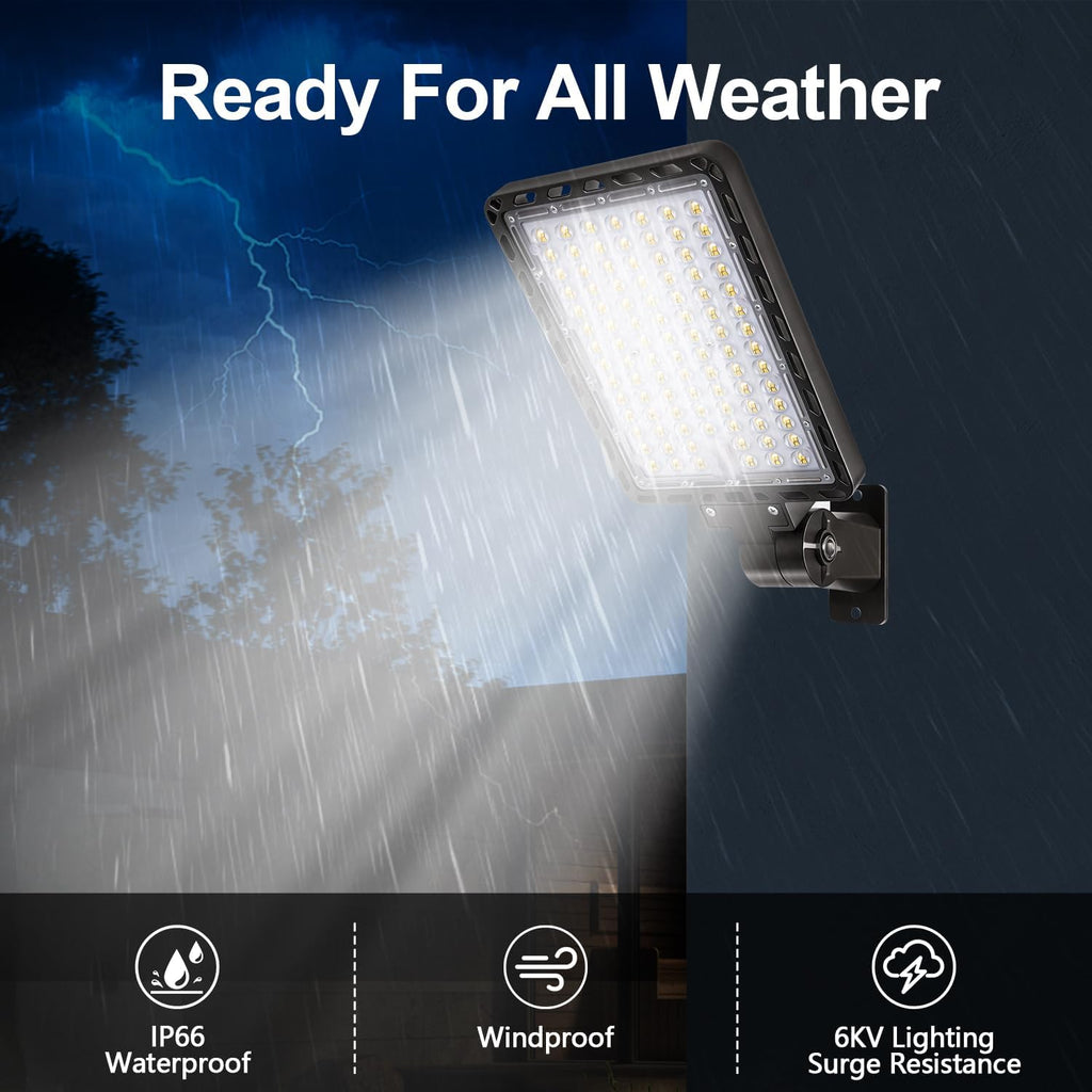 240W LED Parking Lot Light, 36000LM 5000K Adjustable Wall Mount Security Flood Lights with Dusk to Dawn Photocell, IP65 Waterproof Shoebox Light for Street, Yard