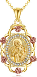 Sterling Silver St Michael/St Christopher/St Barbara/St Jude/St Dymphna/Virgin Mary Necklace Patron Saint Pendant Amulet Medal Religion Jewelry Gifts for Men Women
