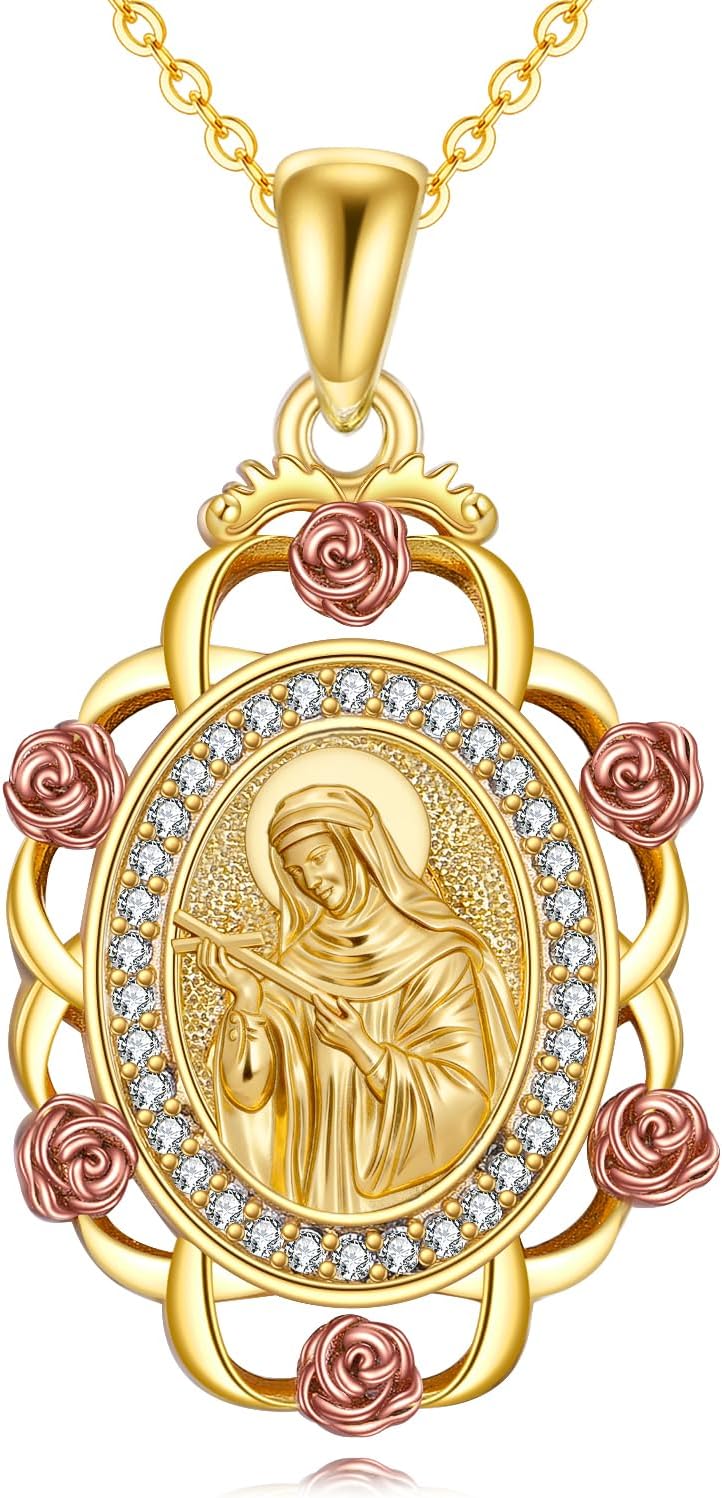 Sterling Silver St Michael/St Christopher/St Barbara/St Jude/St Dymphna/Virgin Mary Necklace Patron Saint Pendant Amulet Medal Religion Jewelry Gifts for Men Women