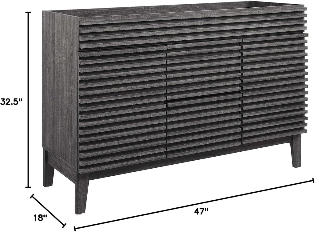 Modway Render 48' Double Sink Compatible (Not Included) Bathroom Vanity Cabinet in Charcoal