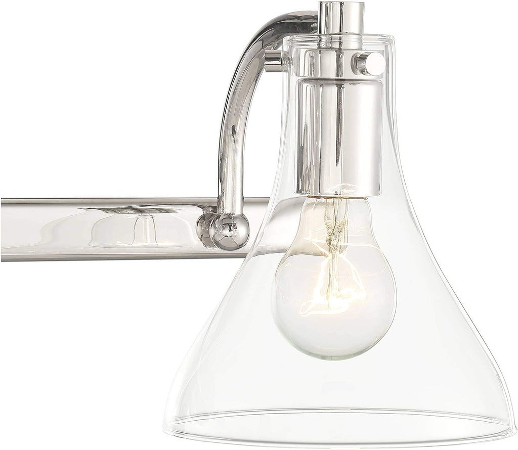 Possini Euro Design Sorren Industrial Modern Wall Light Polished Chrome Silver Hardwired 20 1/2' 3-Light Fixture Curving Clear Glass Shade for Bedroom Bedside Bathroom Vanity Living Room Hallway