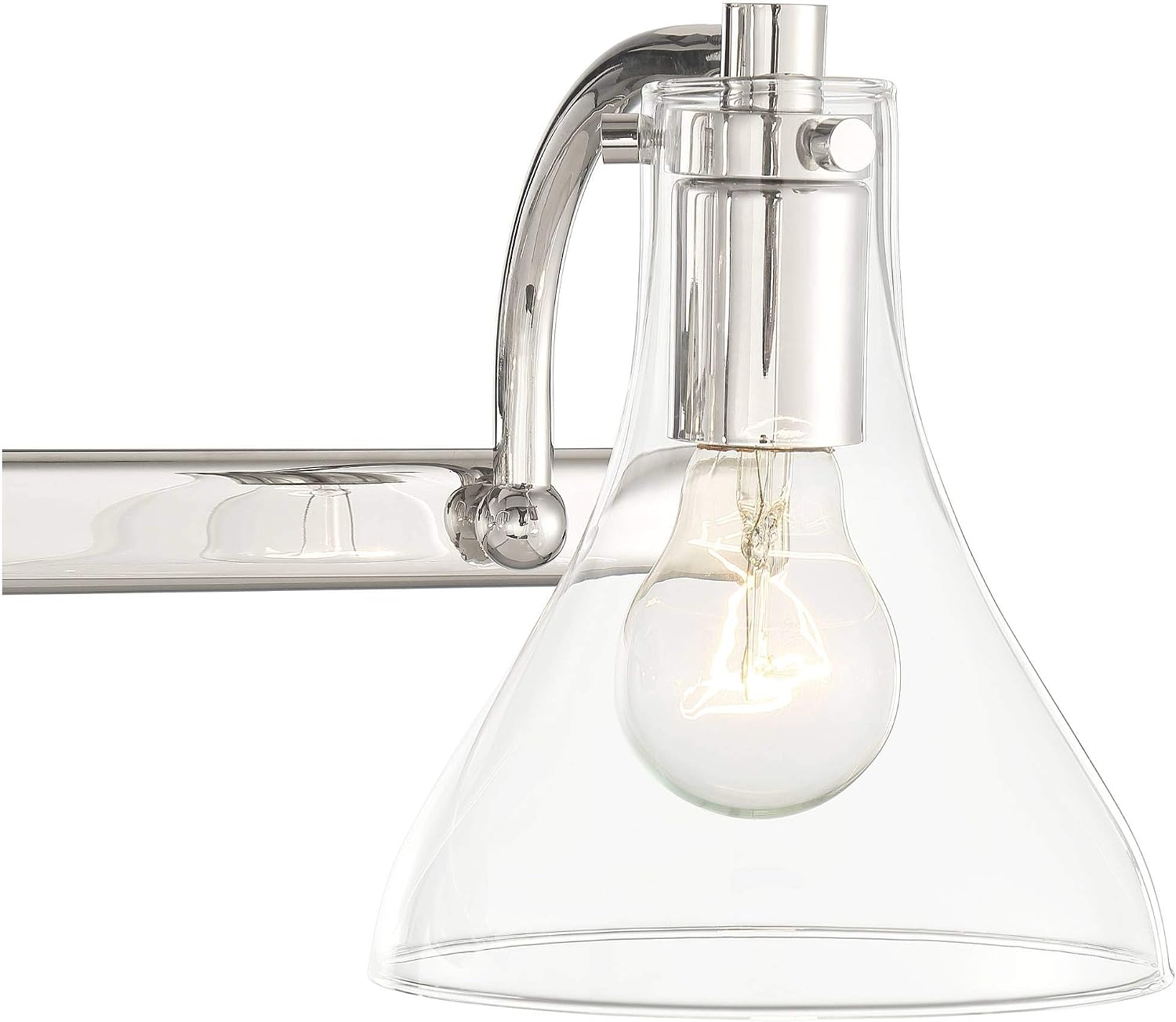 Possini Euro Design Sorren Industrial Modern Wall Light Polished Chrome Silver Hardwired 20 1/2' 3-Light Fixture Curving Clear Glass Shade for Bedroom Bedside Bathroom Vanity Living Room Hallway