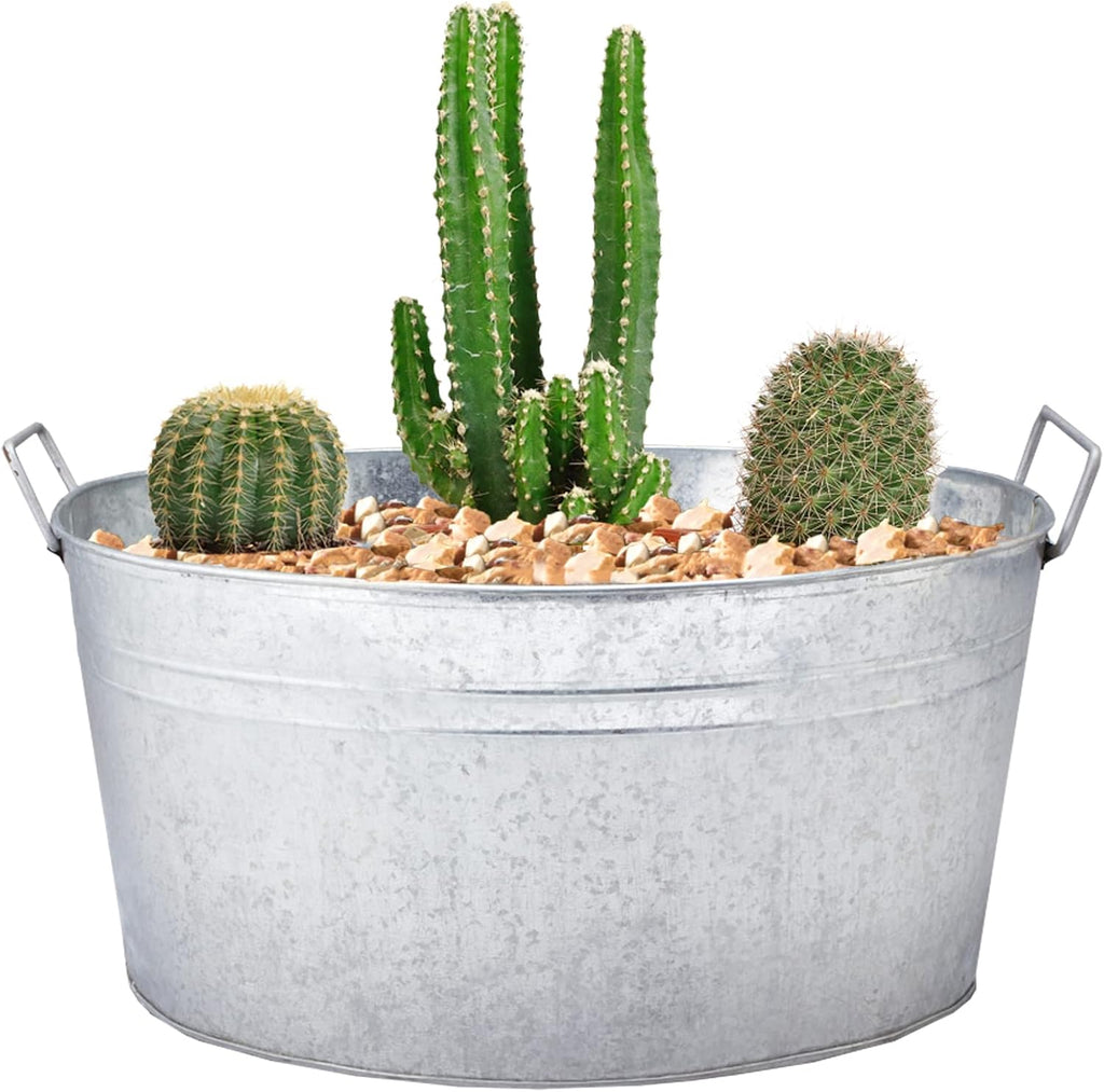Simple Elements 6 Gallon Galvanized Tub - Multifunctional Ice Bucket - Beverage Tub for Parties, Events and Home Decor - Farmhouse Decor - Ice Tub - 2.97 Lbs - 19.25' L x 12.5' W x 9.25' T