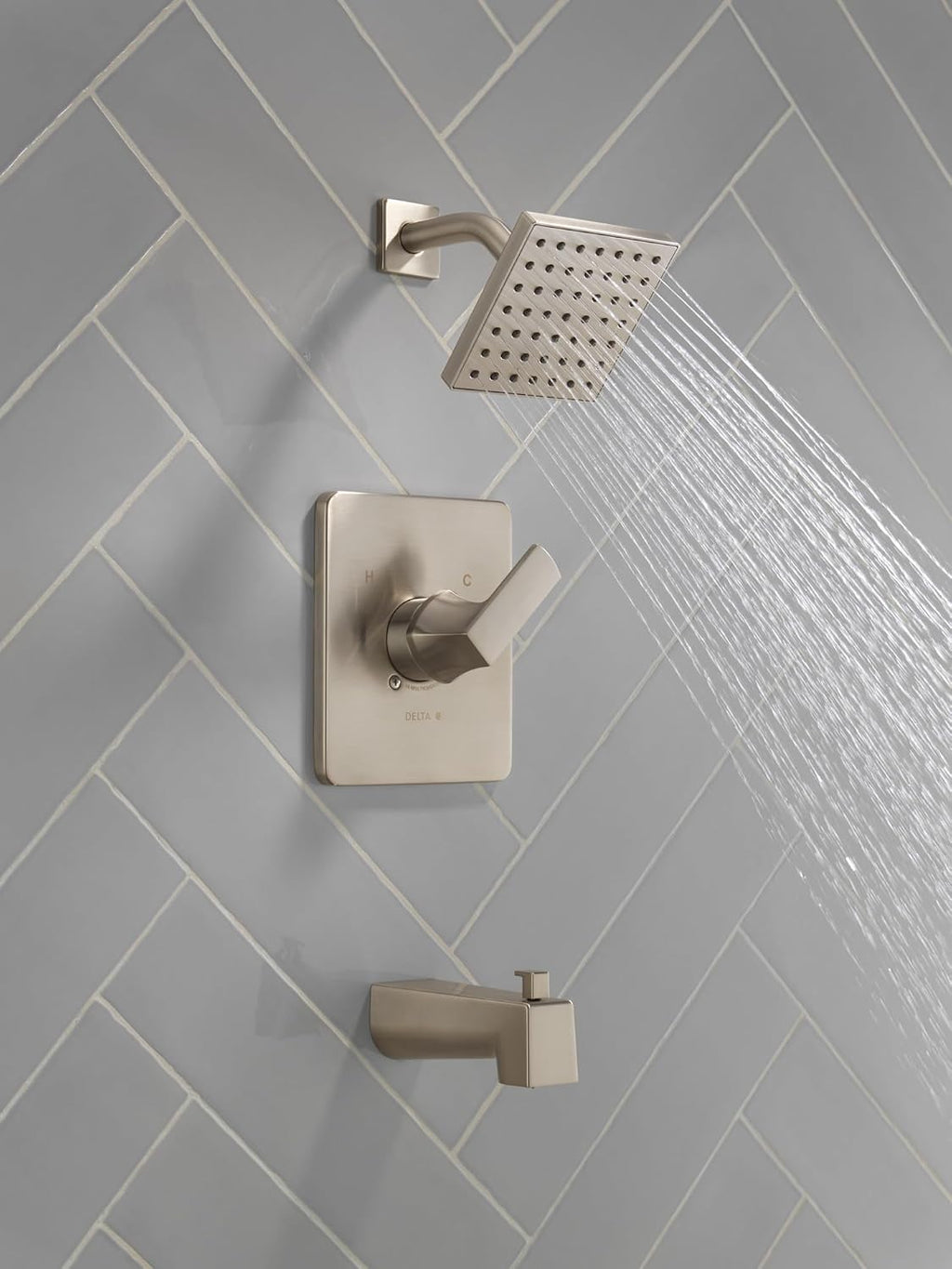 Delta Faucet Velum 14 Series Single-Function Brushed Nickel Tub and Shower Faucet Set, Valve Trim Kit, Shower Handle, Delta Shower Trim Kit, Shower Set, Stainless T14437-SS (Valve Not Included)