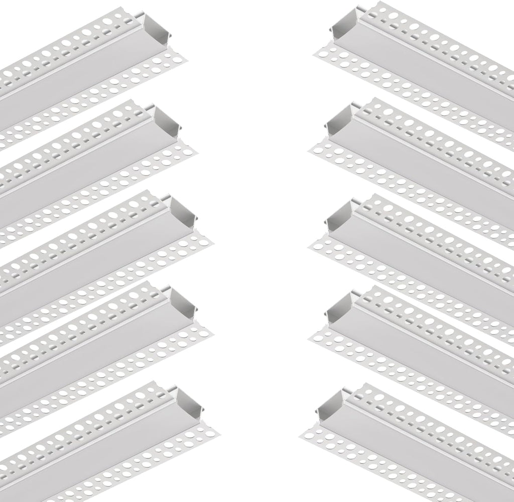 10Pack 6.6FT/2 Meter Plaster in LED Channel,Drywall LED Strip Light Channel,Trimless Recessed Mud in LED Channel for 20mm Width LED Strip