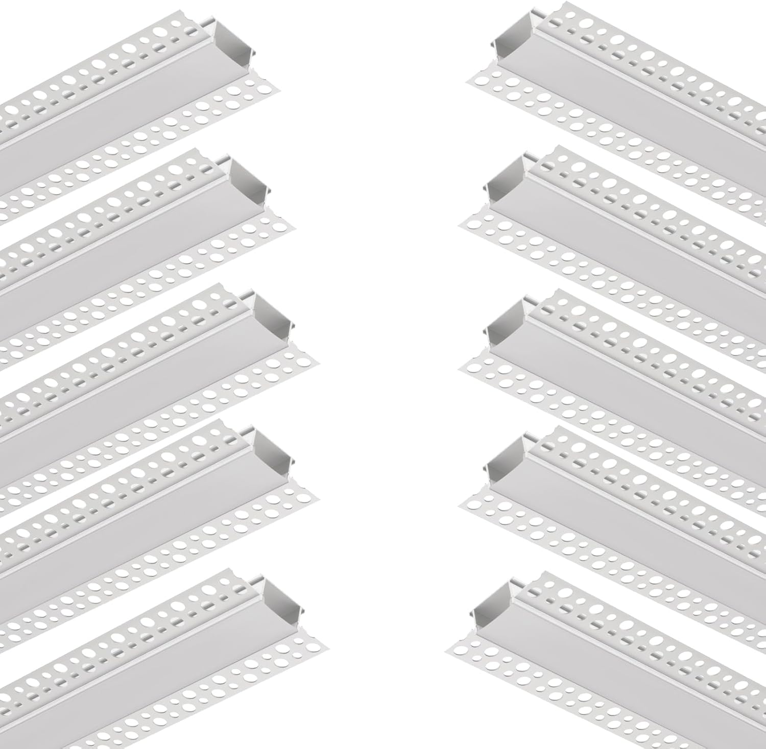 10Pack 6.6FT/2 Meter Plaster in LED Channel,Drywall LED Strip Light Channel,Trimless Recessed Mud in LED Channel for 20mm Width LED Strip