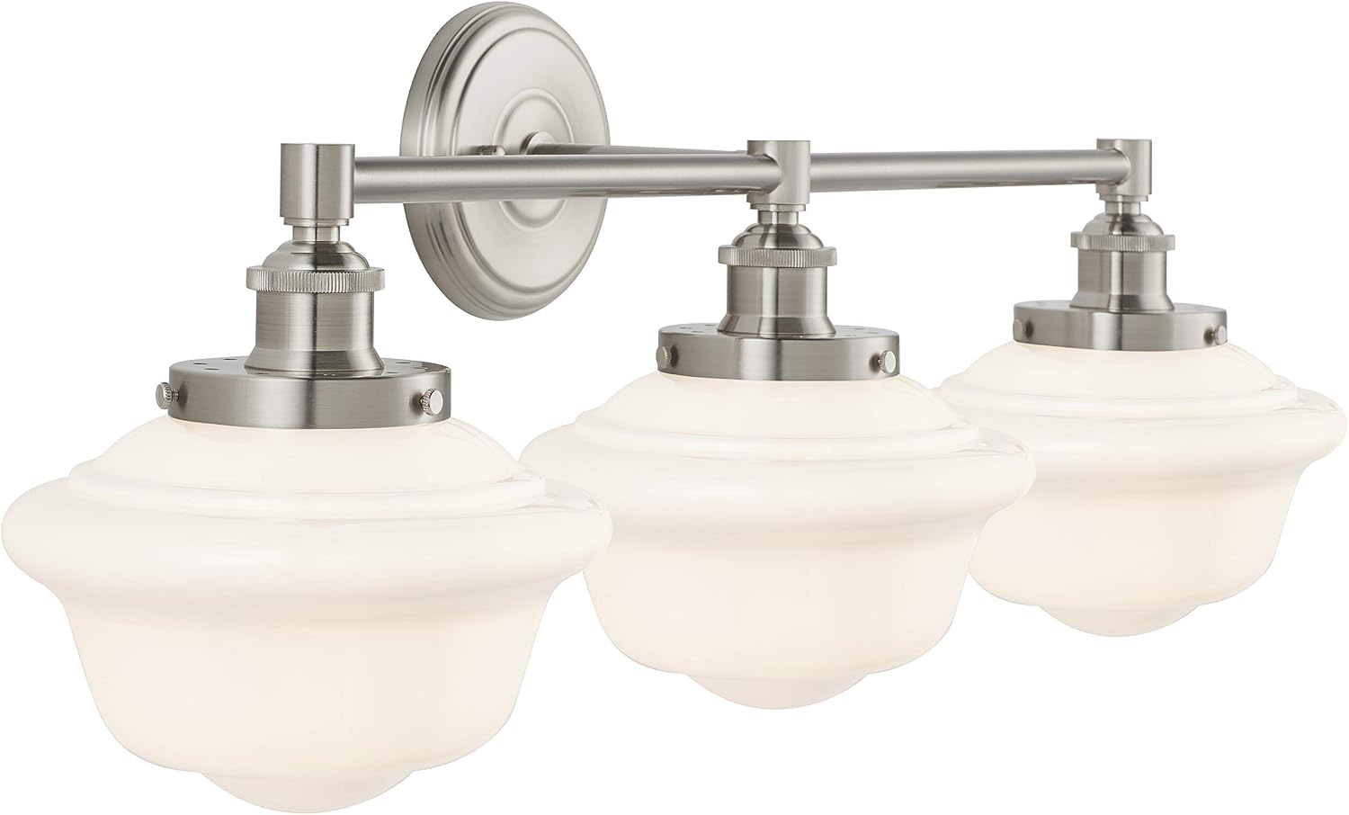 Linea di Liara Lavagna Farmhouse Brushed Nickel Bathroom Light Fixtures Over Mirror 3-Light Bathroom Vanity Light Fixture Milk Glass Shades Modern Vanity Lights, UL Listed