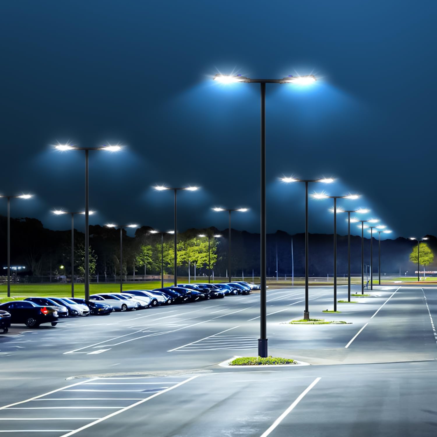 480W LED Parking Lot Light,72000LM 5000K Dusk to Dawn Security Flood Lights, IP65 Waterproof Commercial Slip Fitter Pole Mount 100V-277V for Car Lots, Stadium, Arena, Hospital