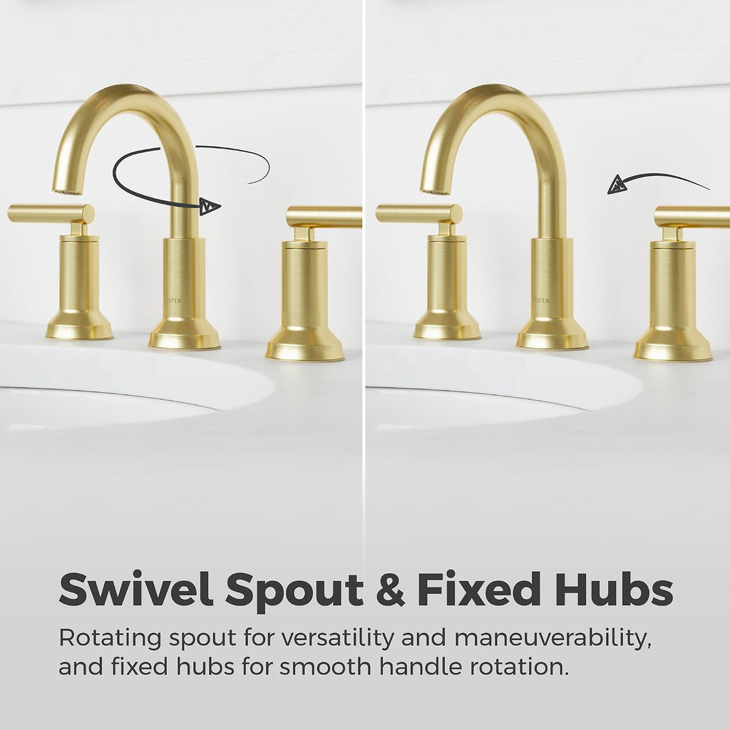 Pfister Capistrano Bathroom Sink Faucet, 8-Inch Widespread, 2-Handle, 3-Hole, NSF Certified, Brushed Gold Finish, LF049CSOBG (Pack of 3)