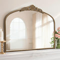 Micasso Large Vintage Gold Mirror: 40'x29' French Baroque Antique Arched Mirror - Traditional Ornate Decorative for Wall/Fireplace/Mantel/Entryway/Bathroom/Hallway - Home Decor for Living Room
