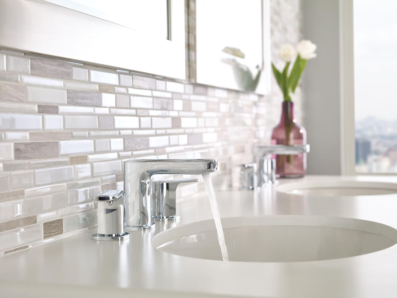 Moen Rizon Chrome Two-Handle Widespread Bathroom Faucet, Valve Required, T6920
