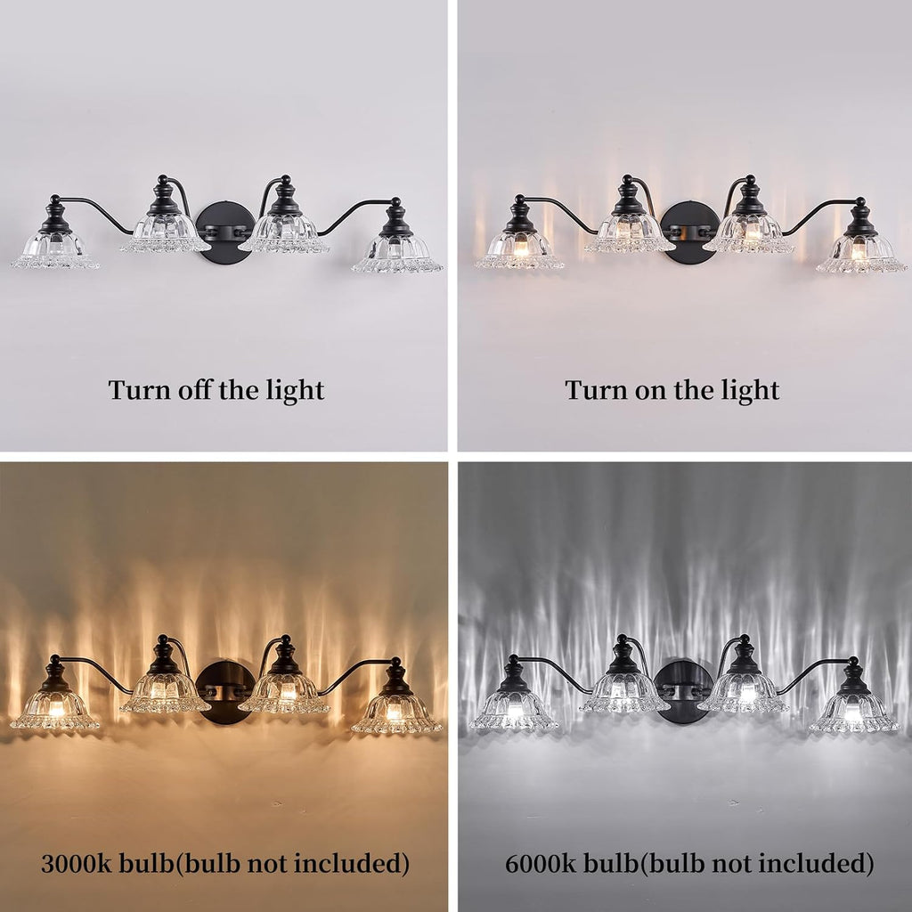 XIEDUN 4 Light Bathroom Vanity Lighting Fixtures Black Vanity Light Fixture Vanity Lights for Bathroom
