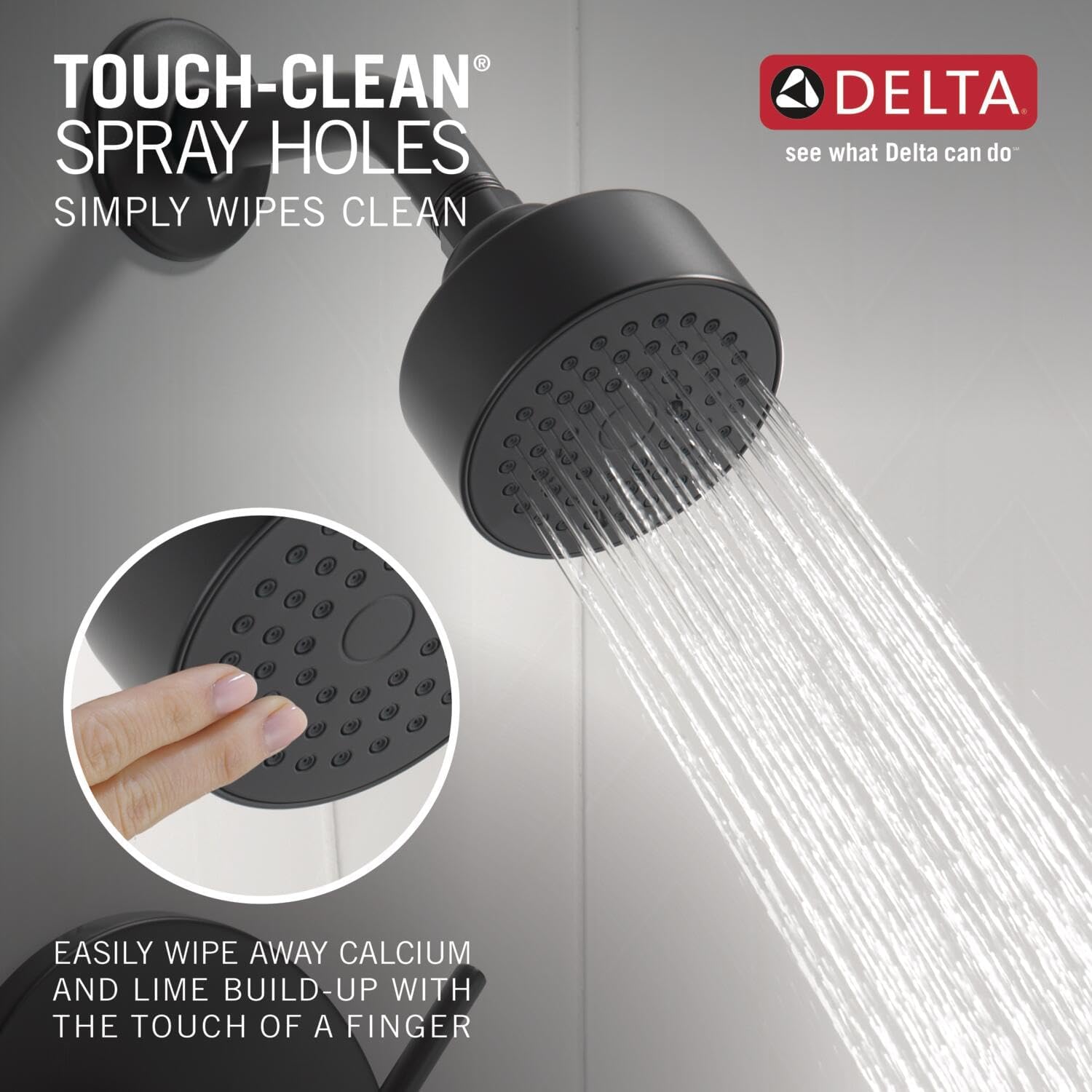 Delta Modern 14 Series Shower Faucet Set, Matte Black Shower Head and Handle Set, Valve Trim Kit, Matte Black T14259-BL-PP (Valve Not Included)