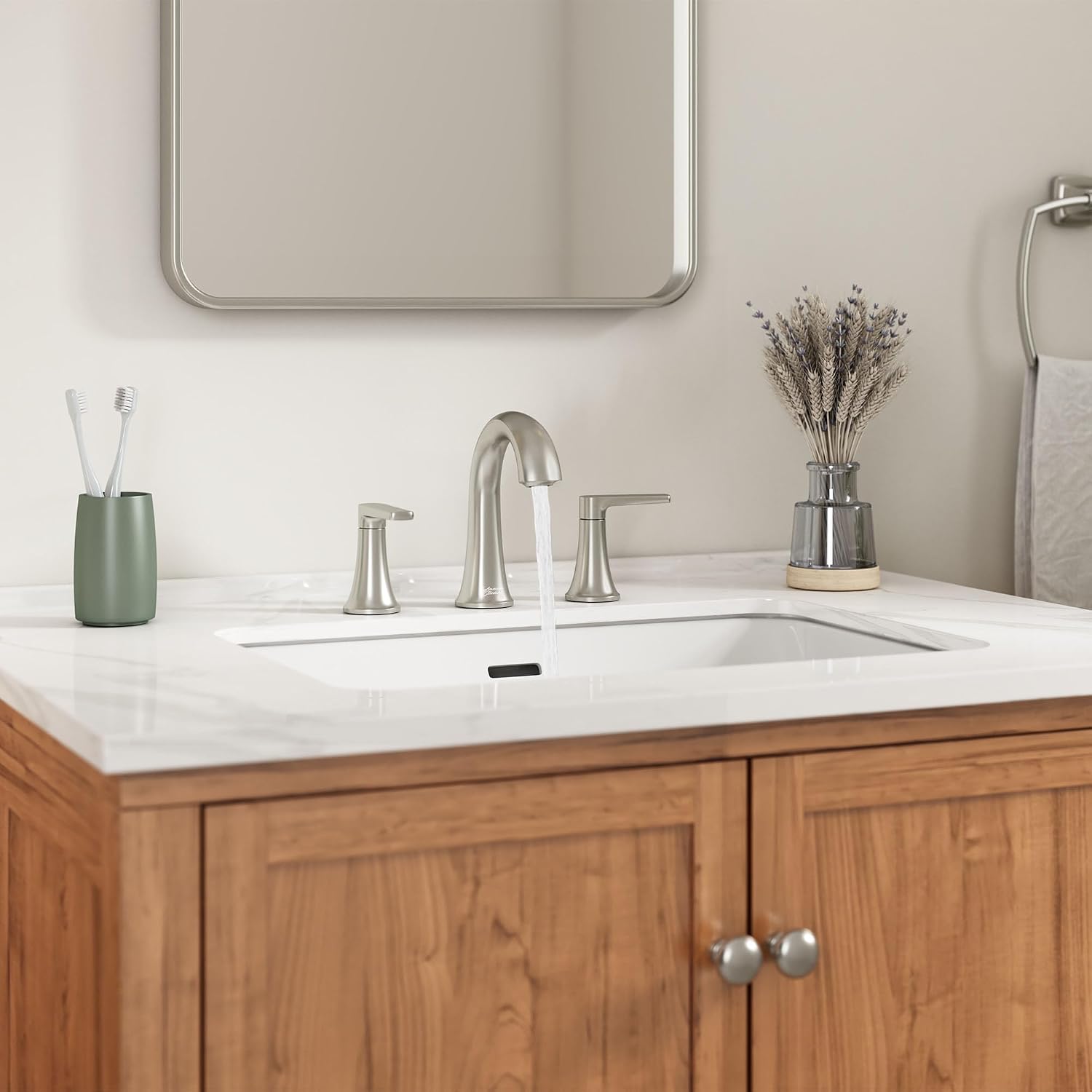 American Standard 7429801.295 Becklow Two-Handle 8-Inch Widespread Bathroom Faucet, Bathroom Sink Faucet, 1.2 GPM, Brushed Nickel
