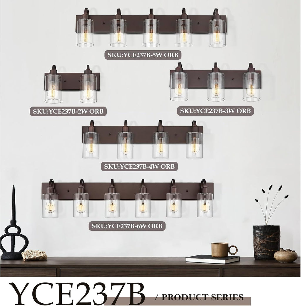 Emliviar 44.7 Inch Large Vanity Light for Bathroom, 6 Light Farmhouse Sconces Wall Lighting Over Mirror with Clear Glass, Oil Rubbed Bronze Finish, YCE237B-6W ORB