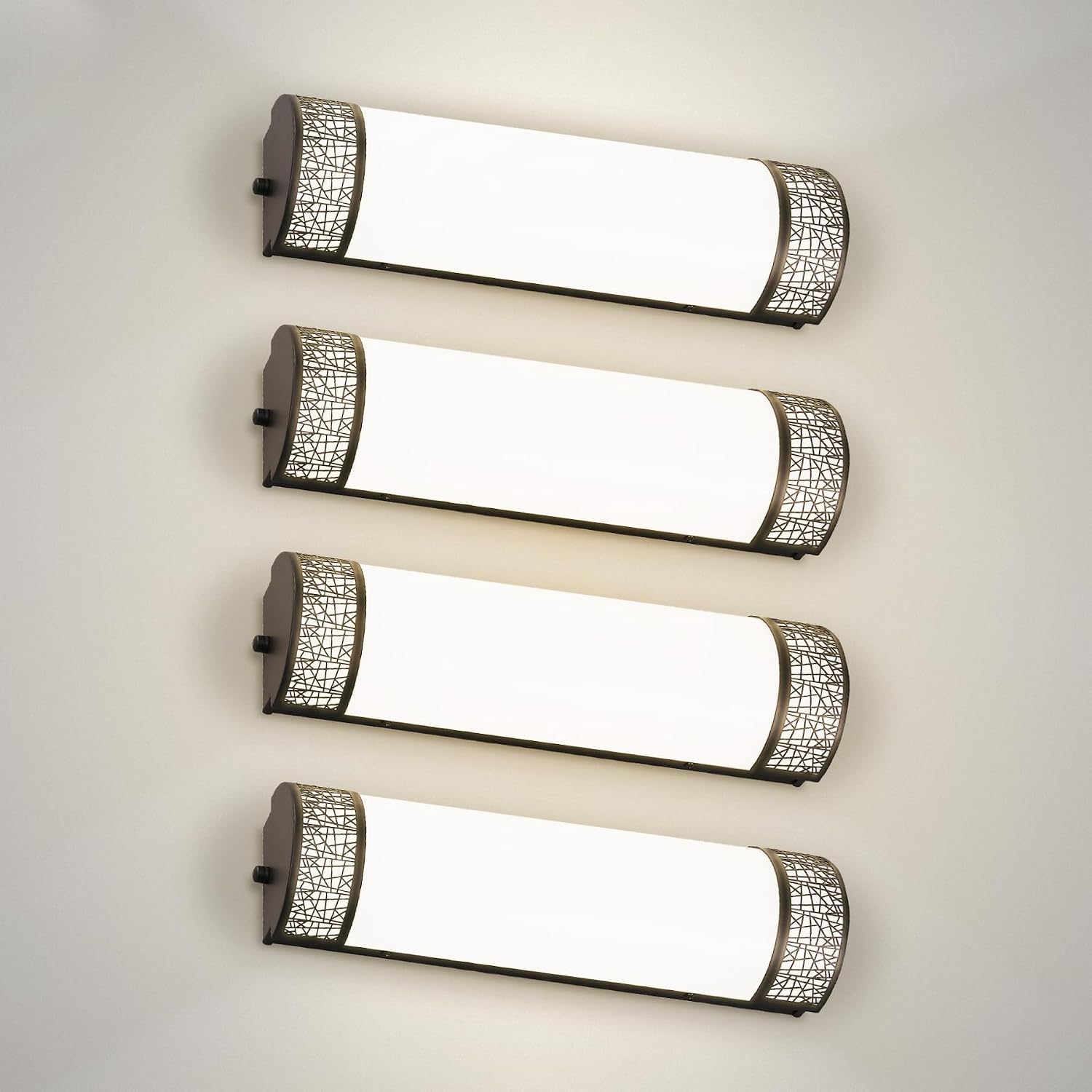 ASD 18 Inch LED Bathroom Vanity Light, 5CCT 2700K-5000K 20W, Dimmable Bathroom Light Fixtures, Modern Vanity Lights for Bathroom Lighting Fixtures Over Mirror, Wall Light Bar, Black, ETL, 4 Pack