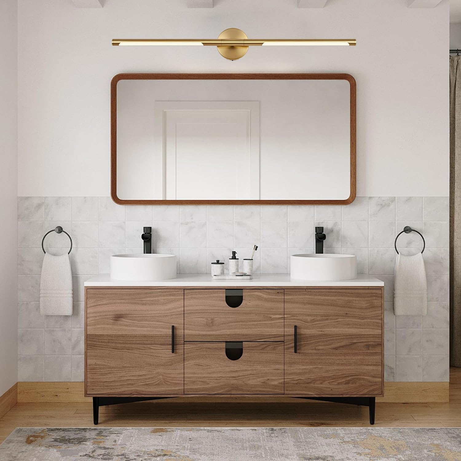 BONLICHT 40 Inch LED Bathroom Light Fixtures Brushed Brass Bathroom Vanity Lights Over Mirror 22W 350°Rotatable Dimmable 5CCT LED Vanity Light Bar Modern Gold Wall Sconce for Living Room Bedroom