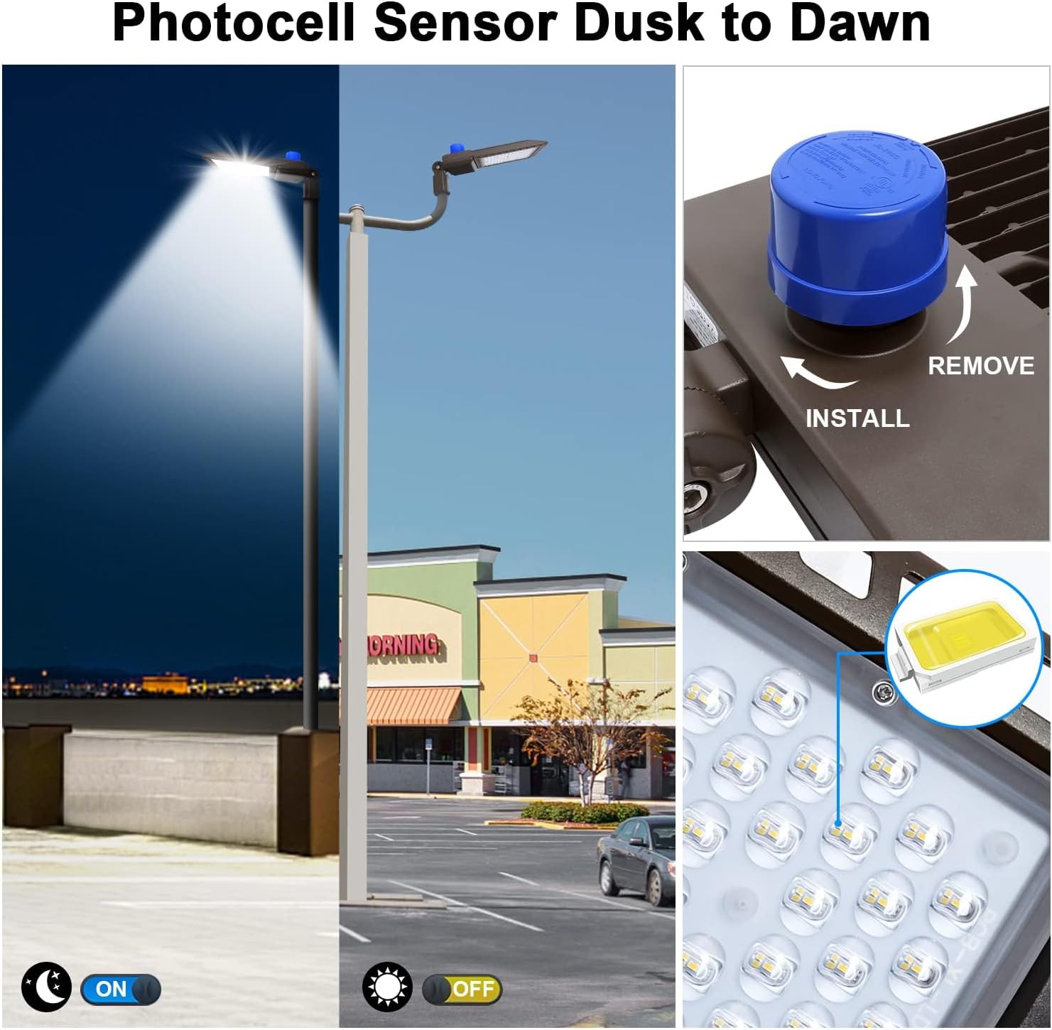 300W LED Parking Lot Light Outdoor 45000LM Bright Dusk to Dawn FloodLights for Street 5500K 100-277V Commercial Security IP65 Waterproof Exterior Lighting Yard Driveway Garage Park 3 Pack