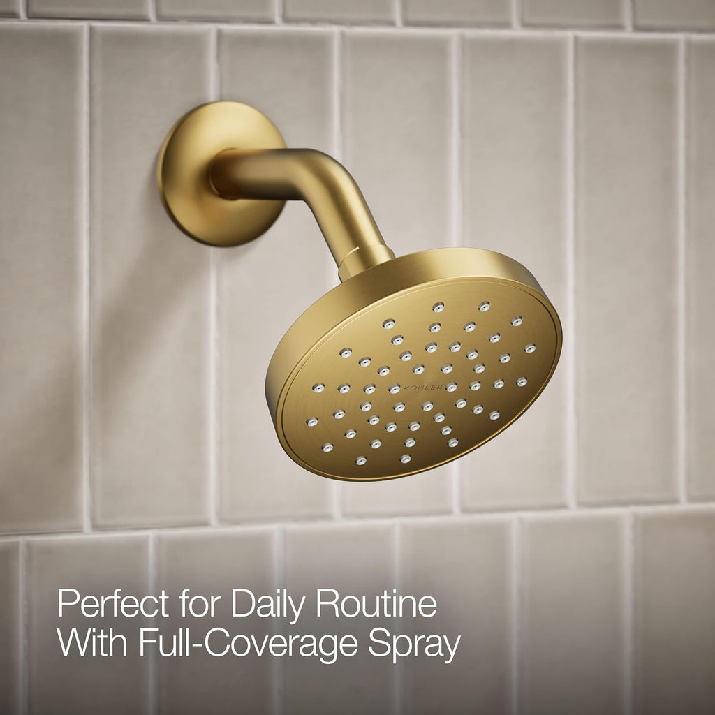 KOHLER TS35321-4G-2MB, Elate Rite-Temp Shower Trim with Single Function 1.75 GPM Showerhead, Vibrant Brushed Moderne Brass, Efficient Water Flow, Luxurious Shower Experience