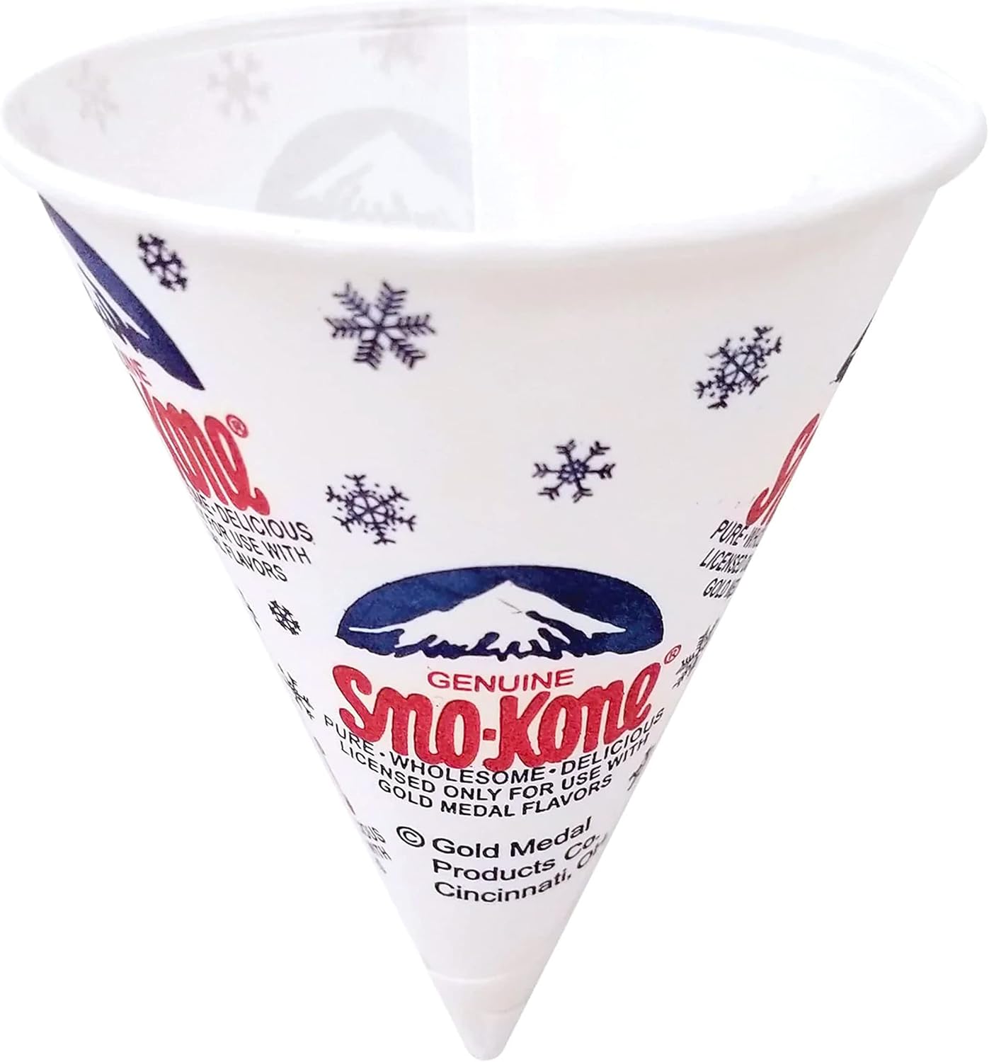 Sno-Kone 6 oz Paper Cone Cups, Case of 5,000, Heavy Duty Wax-Coated Snow Cone Cups, Leak-Resistant Disposable Cups for Concessions, Food Trucks, Events & Shaved Ice