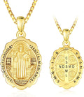 14K Gold Saint Medal Necklace for Women, Catholic Patron Saint Pendant Necklace, Christian Religious Jewelry Gift for Confirmation Baptism Communion Christmas Birthday