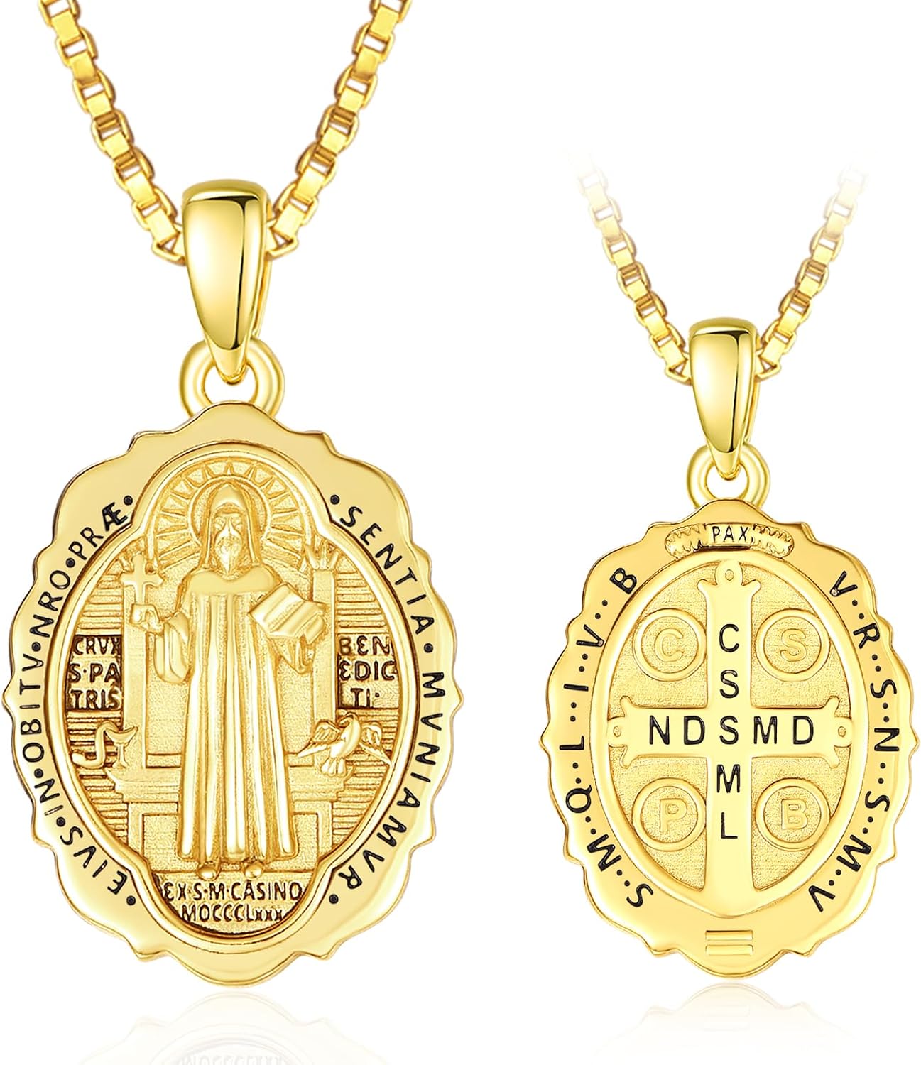 14K Gold Saint Medal Necklace for Women, Catholic Patron Saint Pendant Necklace, Christian Religious Jewelry Gift for Confirmation Baptism Communion Christmas Birthday