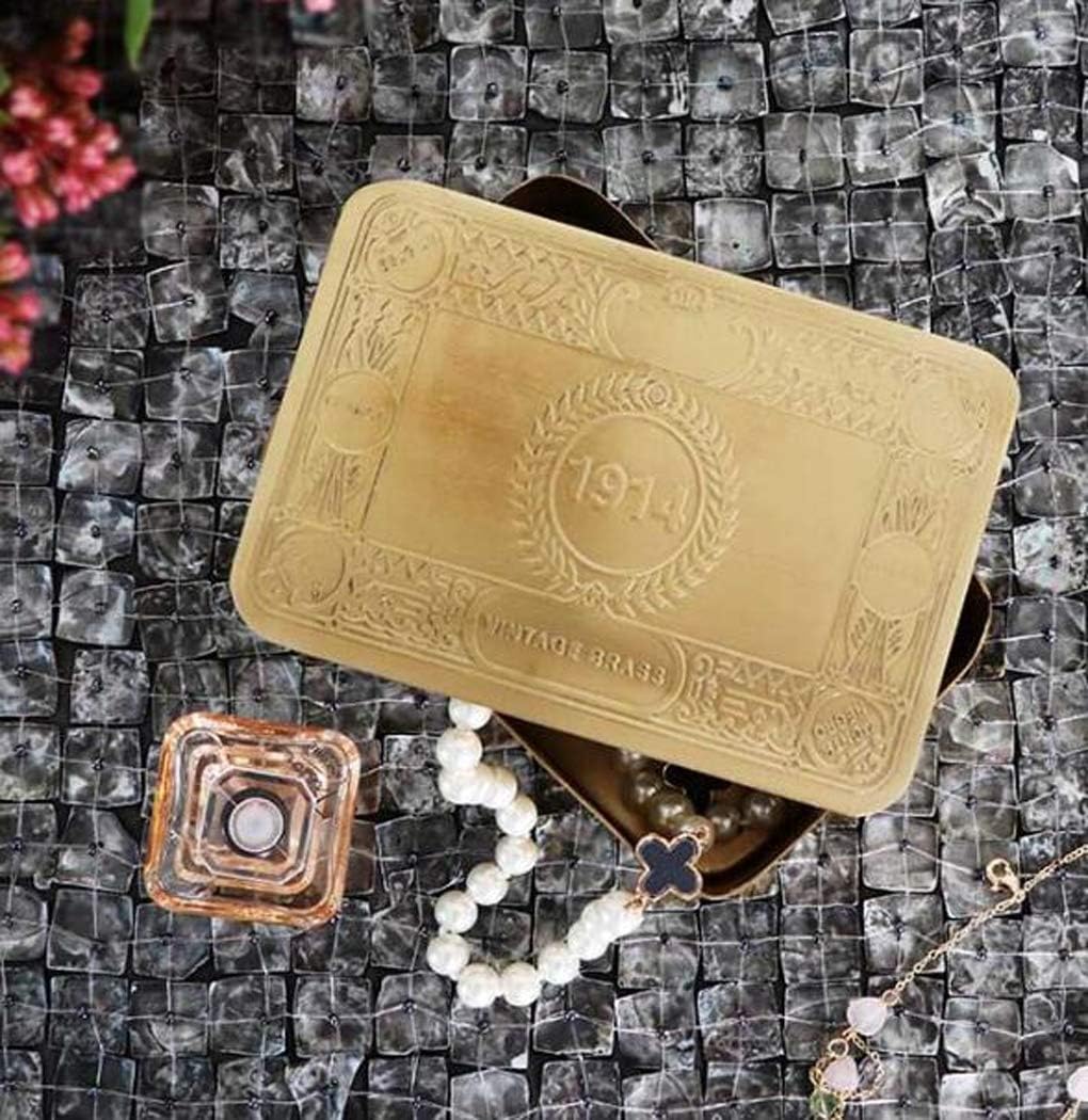 Handmade Vintage Brass Decorative Storage Box High Grade Jewelry Box Small Jewelry Box Organizer Portable Necklace Jewelry Finishing Box for Home Travel,