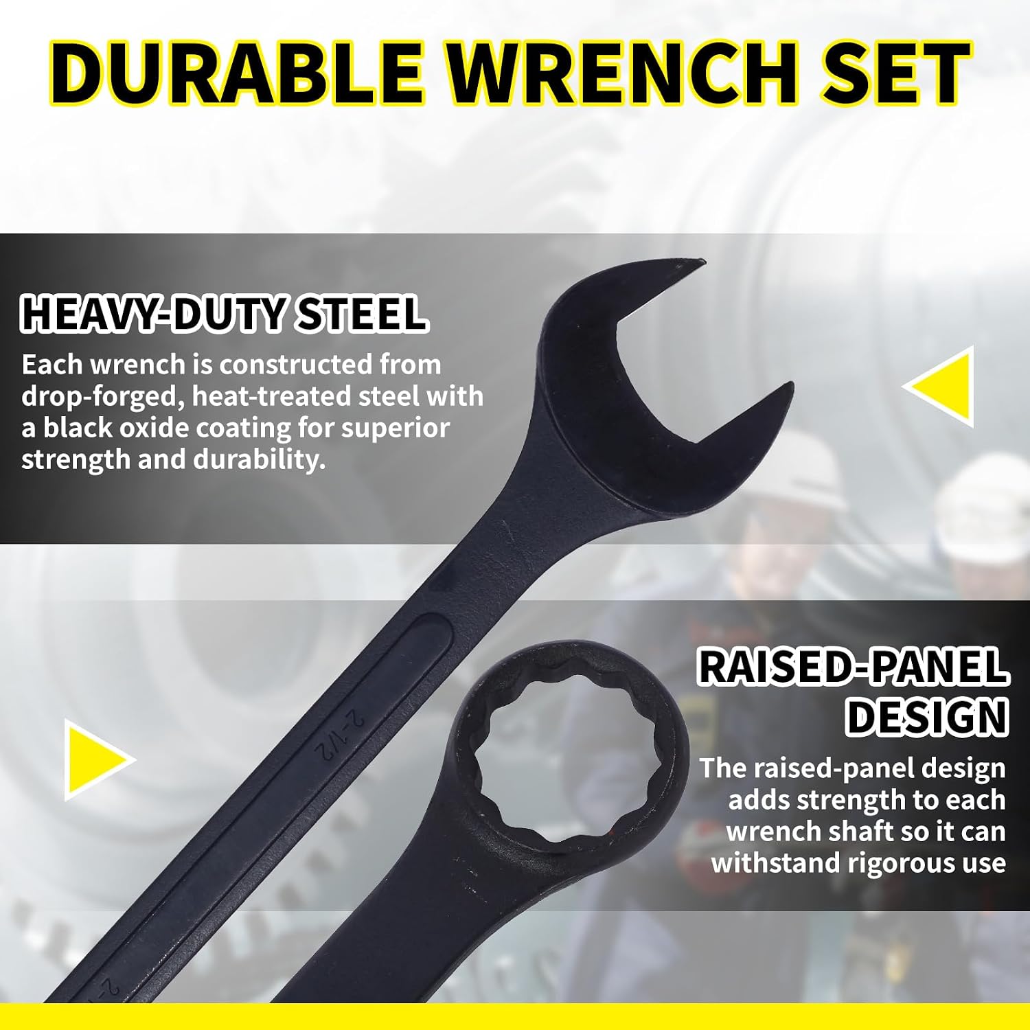 Jumbo Combination Wrench Set | 4 Piece | SAE | 2-1/8' to 2-1/2' | Open End | Storage Bag Included | for Machine Shop Use – Large Wrench Set